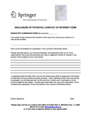 conflict  interest document template fill  printable