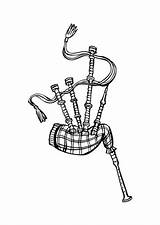 Bagpipes Scottish Coloring sketch template