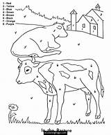 Coloring Color Number Numbers Farm Pages Kids Animals Cows Printable Cow Animal Easy Pasture Activity Printables Printouts Worksheets Follow Ecoloringpage sketch template