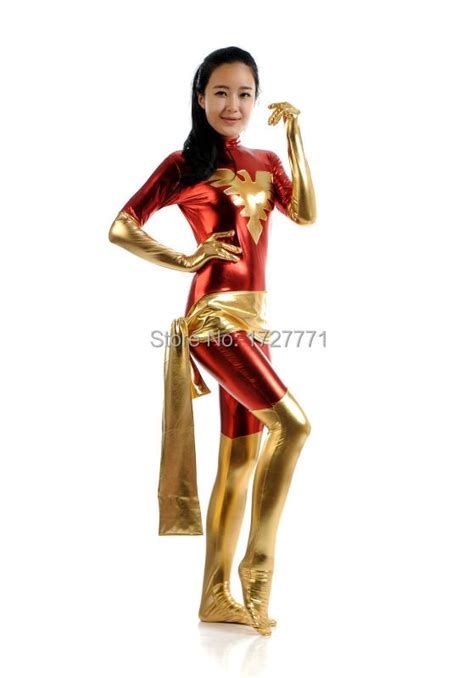 Ls7270 Gold And Red Tights Unisex Cheap Super Girl Fetish Phoenix