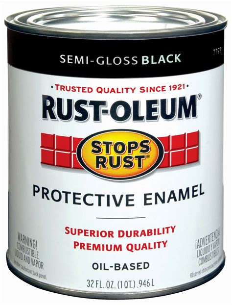 rust oleum   quart semi gloss black brush  protective enamel