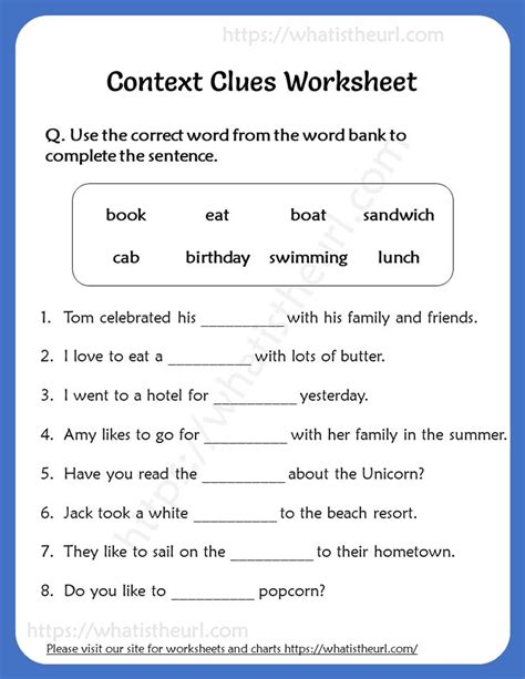 context clues worksheet  grade    context clues worksheets