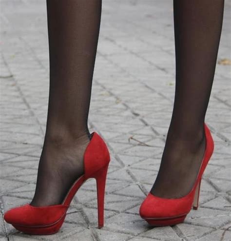 black pantyhose and red pumps pumps heels high heels