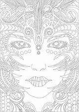 Coloring Face Woman Color Adult Pages Cristina Mcallister Inspiré Dessin Magnificent Un Little Details Stress Anti Zen sketch template