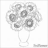 Colorat Sunflowers Buchet Sunflower Flori Planse Gogh sketch template