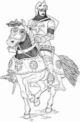 Coloring Pages Horse Colouring Knight Armor History Adult Medieval Kids sketch template