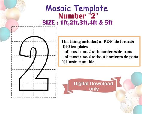 printable mosaic number template  printable world holiday