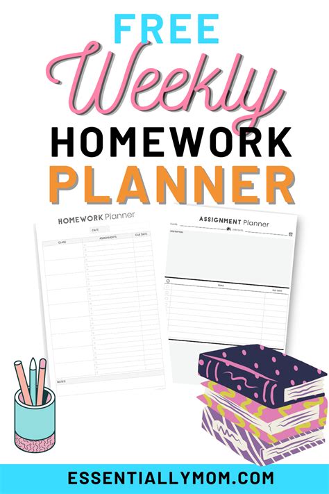 homework weekly planner template