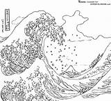 Coloring Waves Pages Ocean Adult Wave Great Hokusai Painting sketch template