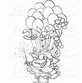 Balloons Floating Outlined Toonaday sketch template