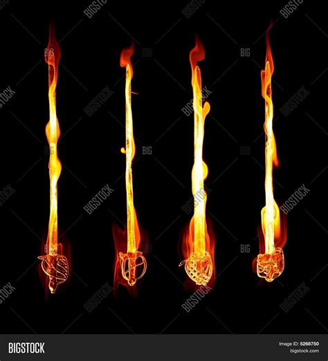 flaming fiery swords image photo  trial bigstock