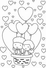 Coloring Pages Balloon Kids Heart Sheets Printable Couple Cute Valentine Bestcoloringpagesforkids Air Books sketch template