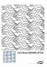 Escher Coloring Pages Krokotak Print Printables Mc Fish Kids Tessellations Template Bird Printable Famous Tessellation sketch template