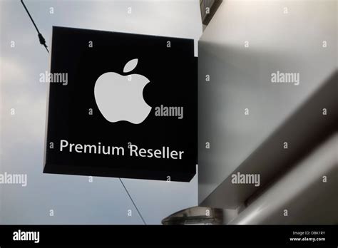 shop sign showing brand logo  apple premium reseller apr stock photo alamy