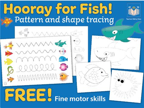 hooray  fish shape pattern tracing teaching resources