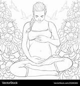 Coloring Pregnant Woman Adult Bookpage Vector sketch template