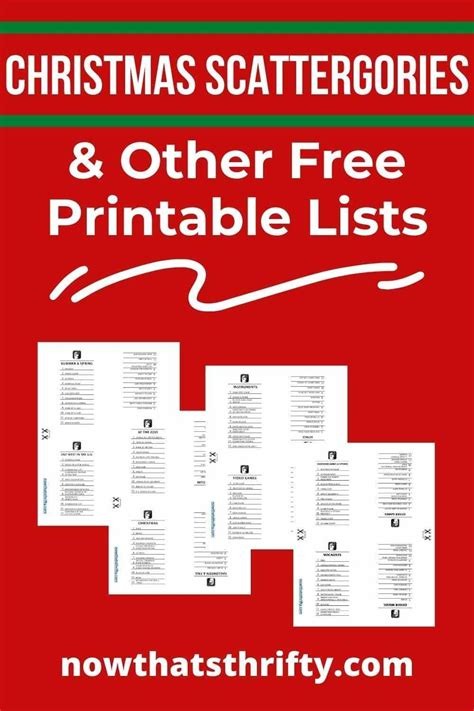 christmas scattergories   printable lists christmas