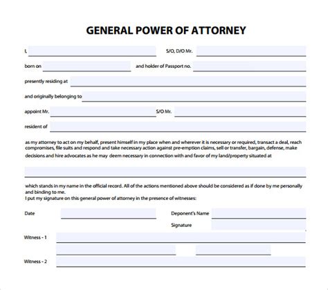 printable general power  attorney