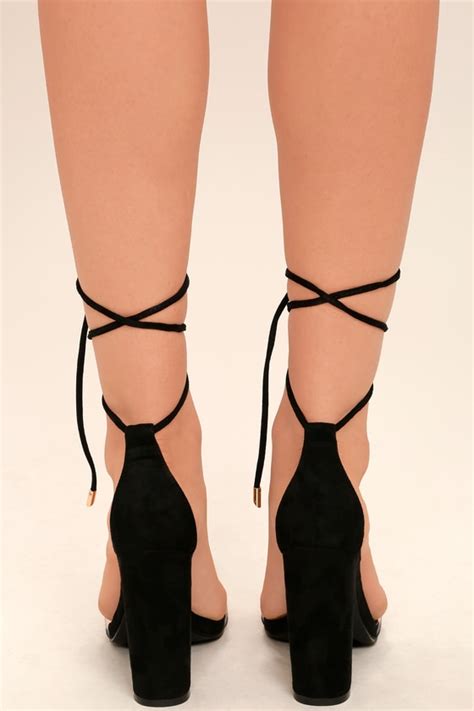 chic black heels black and lucite heels lace up heels leg wrap