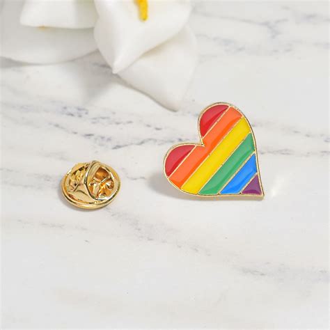 1pc colorful rainbow heart gay les pride brooch badge lgbt