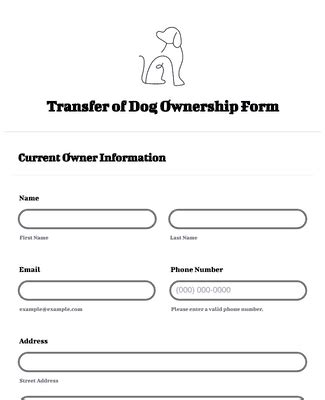 transfer  dog ownership form template jotform