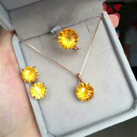 buy   natural citrine jewelry set  sterling