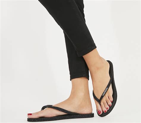 Havaianas Slim Sparkle Flip Flops Black Women’s Sandals