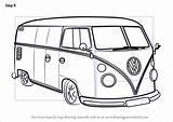 Volkswagen Bus Vw Van Drawing Draw Sketch Step Tutorials Paintingvalley Other sketch template