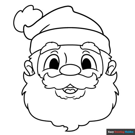 santa claus face coloring page easy drawing guides