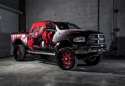 lifted wrapped dodge ram  road wheels