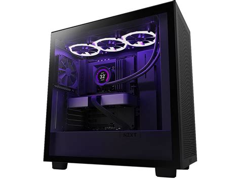 nzxt  flow black mid tower airflow pc gaming case tempered glass