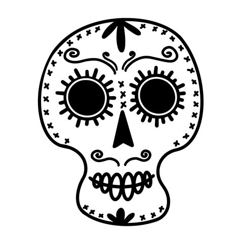 white sugar skull vector icon hand drawn doodle isolated  white