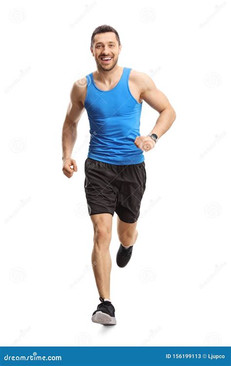 man running   camera stock image image  happy athlete