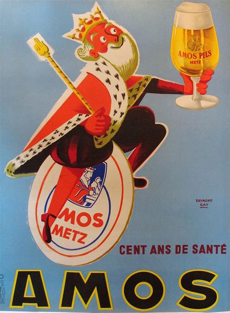 1948 Vintage Art Deco Poster Amos Pilz Beer Ad Cent Ans