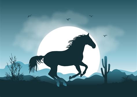 wild horse landscape illustration   vector art stock