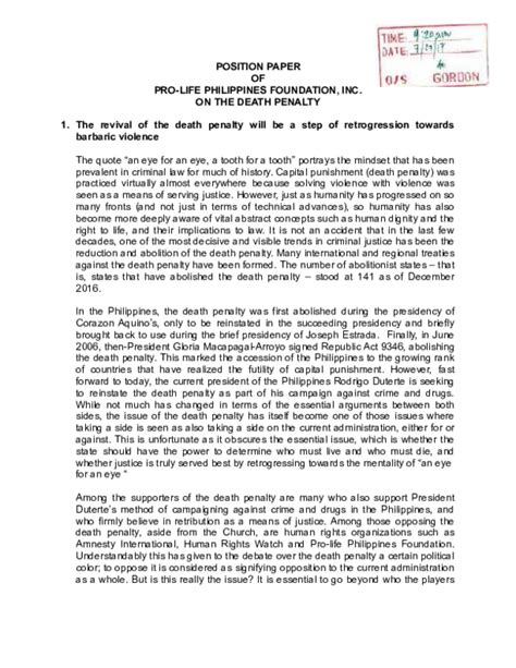 position paper  topic  philippines position paper