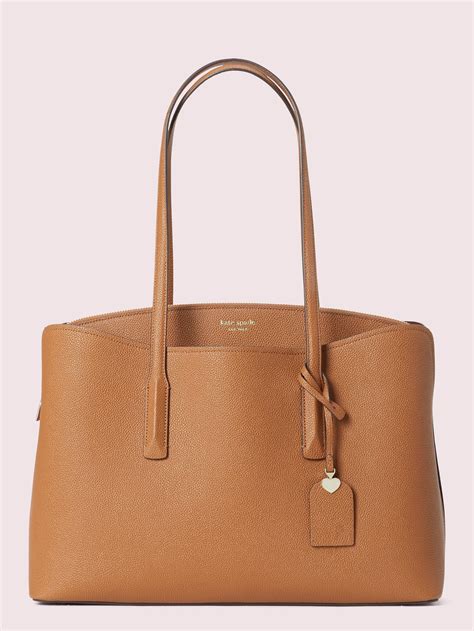 kate spade leather margaux large work tote  brown lyst