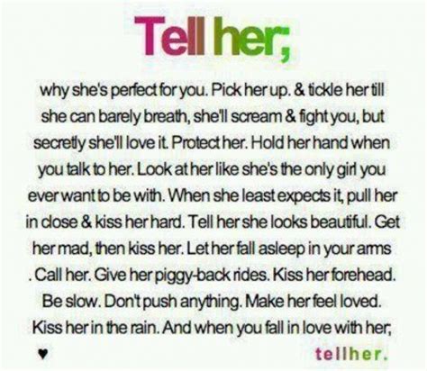 tell her why she s perfect for you pick her up and tickle
