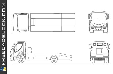 Truck With Platform Dwg Drawing Free Download In Autocad 2d Cad