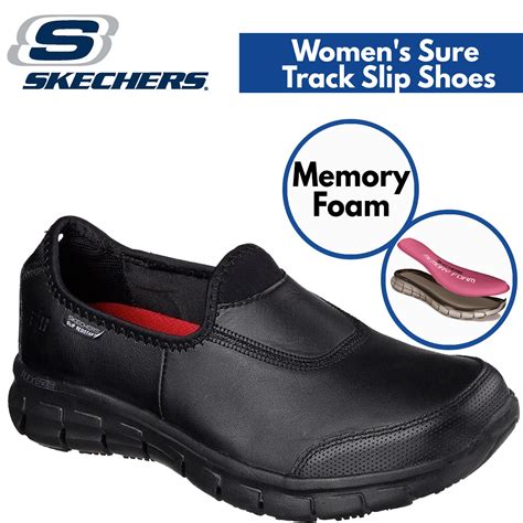 skechers womens  track slip resistant leather work shoes memory