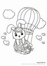 Easter Balloon Air Hot Bunny Coloring Color Printable Print Markers Pencils Colored Then Click sketch template