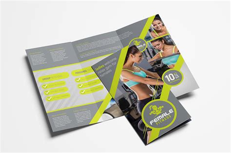 female fitness tri fold brochure template in psd ai and vector brandpacks