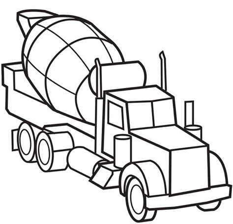 picture  cement truck semi truck coloring page  print