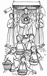 Christi Corpus Fronleichnam Feast Procession Ausmalen Christ Rosary Religionsunterricht Christlich Christie Ccd Viva Vaticano sketch template