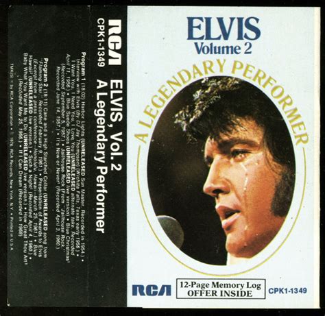 elvis presley a legendary performer volume 2 1976 cassette discogs