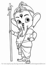 Ganesh Ganesha Bal Ganpati Lord Bappa Chaturthi Hanuman Sketches Drawingskill Shri sketch template