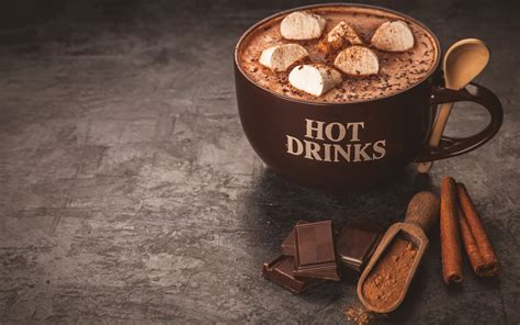 hot chocolate drink  marshmallows hd delicious drink