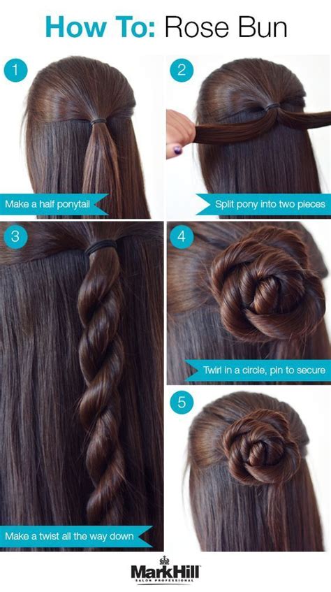 easy step by step hair tutorial rose bun hair styles medium length