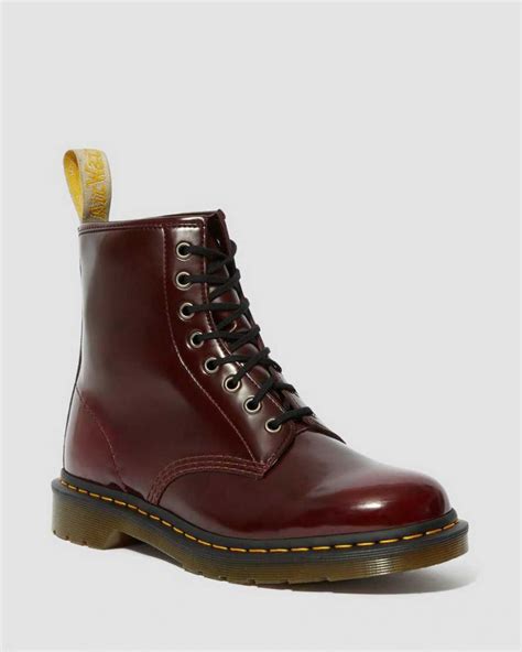 dr martens originals boots vegan  lace  boots cherry red oxford rub  womensmens