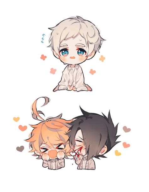 norman emma ray the promised neverland anime chibi character